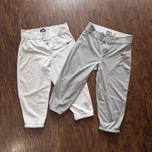 Nike Team Vapor Knicker Baseball Pants Lot of 2 White Gray Men’s Size Medium